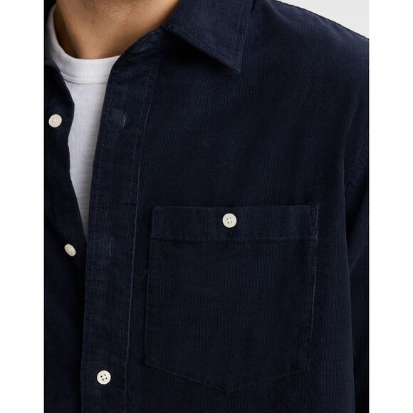 Madewell Men's Large Dark Navy Fine-Wale Corduroy Button-Up Shirt NWT NY110 - Picture 3 of 11